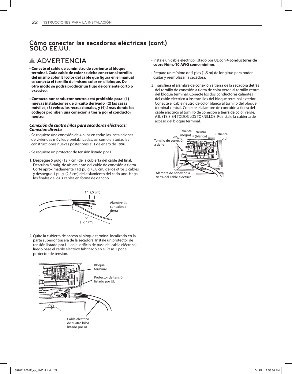 Advertencia | LG DLG4802W User Manual | Page 58 / 76