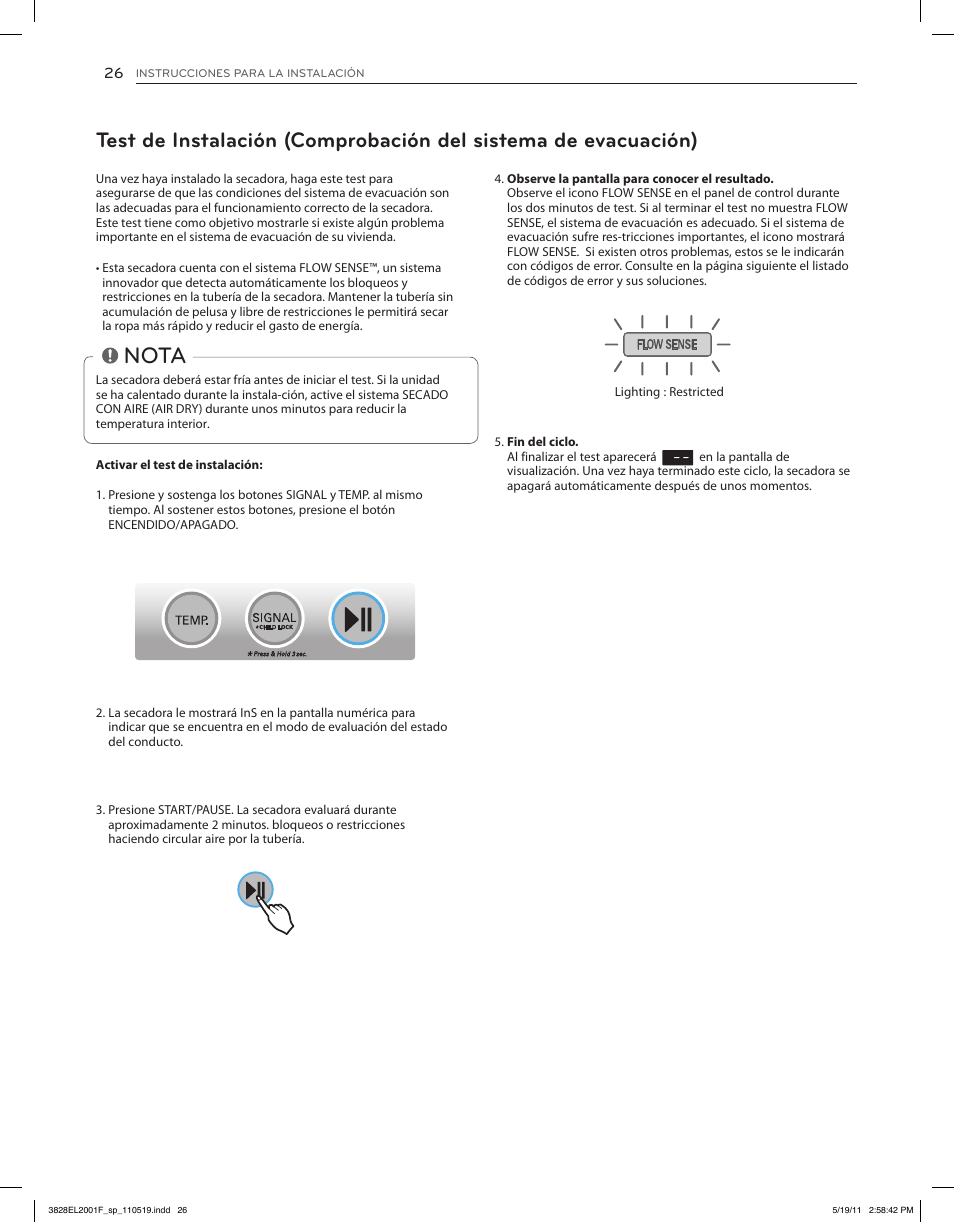 Nota | LG DLG4802W User Manual | Page 62 / 76