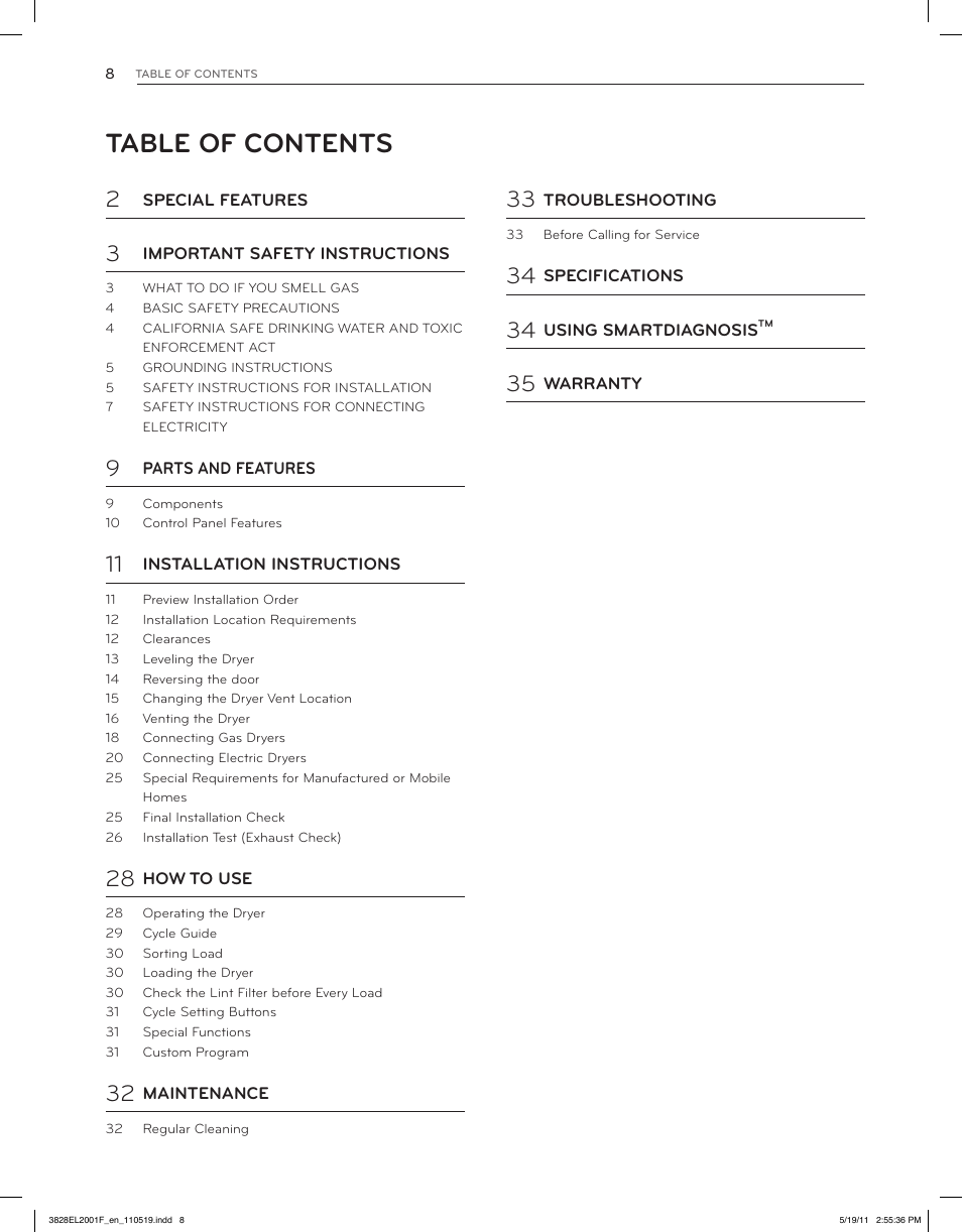 LG DLG4802W User Manual | Page 8 / 76