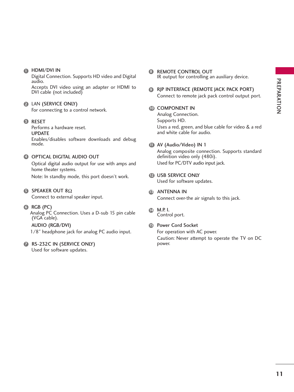 Prep ar a t ion | LG 37LG700H User Manual | Page 13 / 136