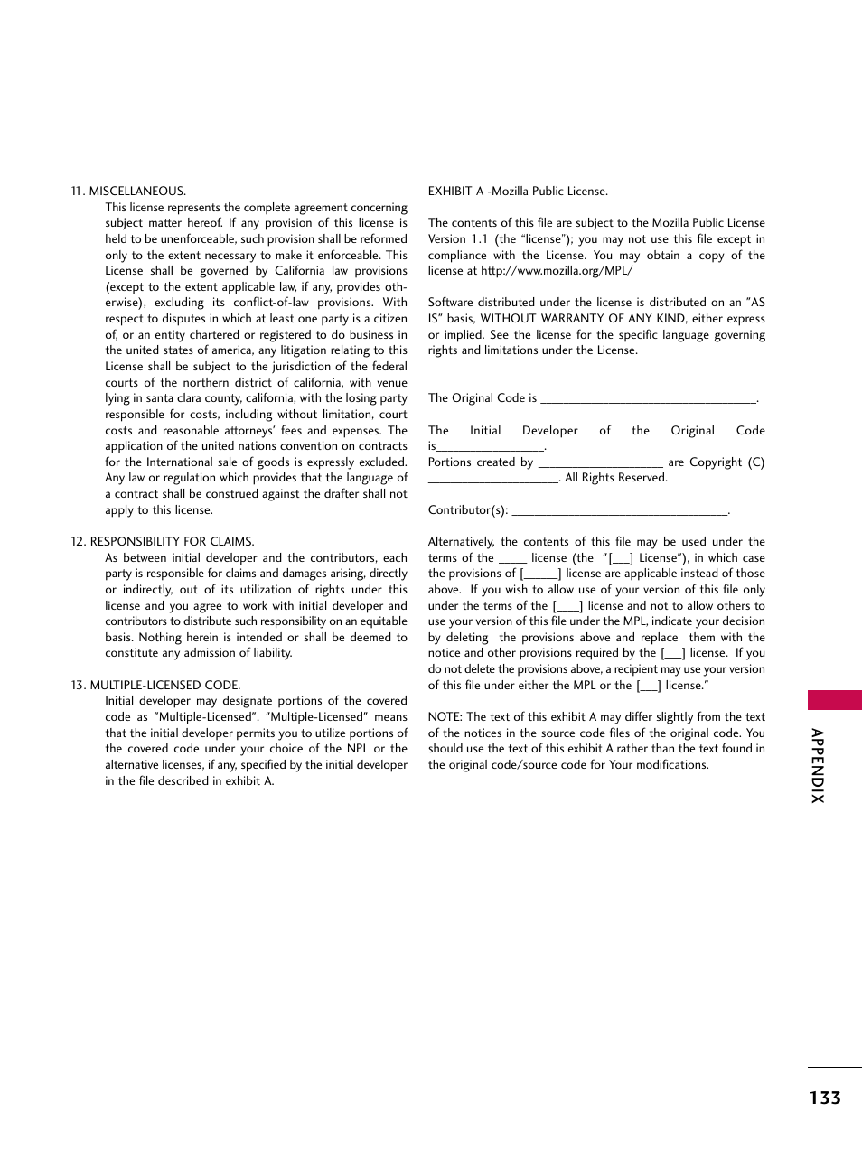 Appendix | LG 37LG700H User Manual | Page 135 / 136