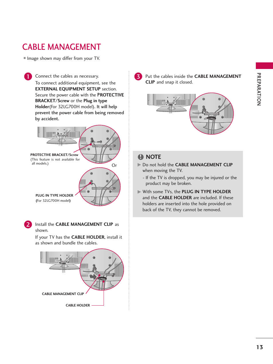 Cable management | LG 37LG700H User Manual | Page 15 / 136