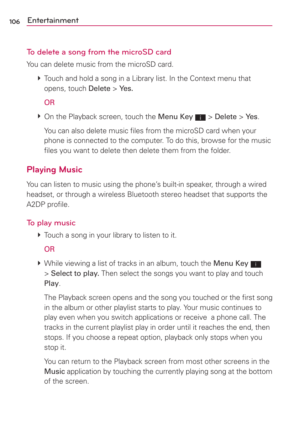 Playing music | LG AS870 User Manual | Page 106 / 172