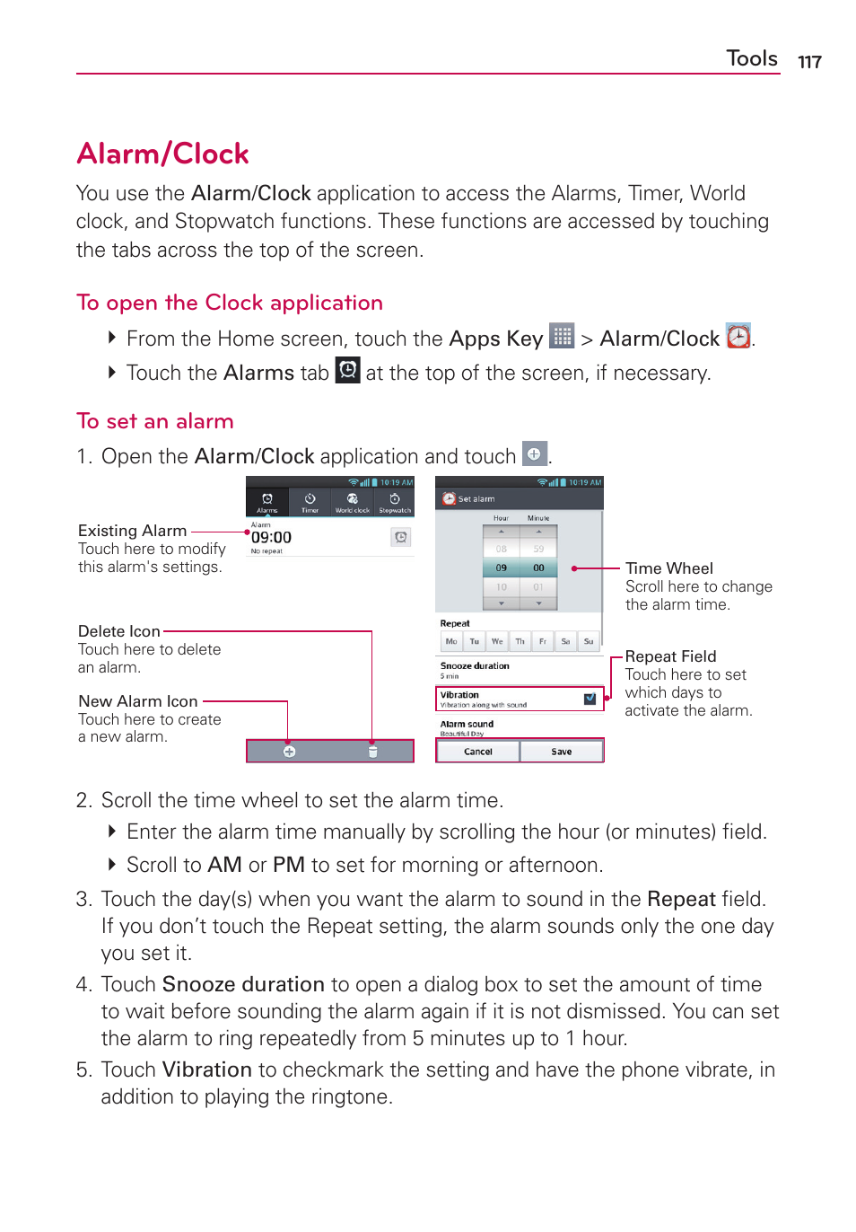 Alarm/clock | LG AS870 User Manual | Page 117 / 172