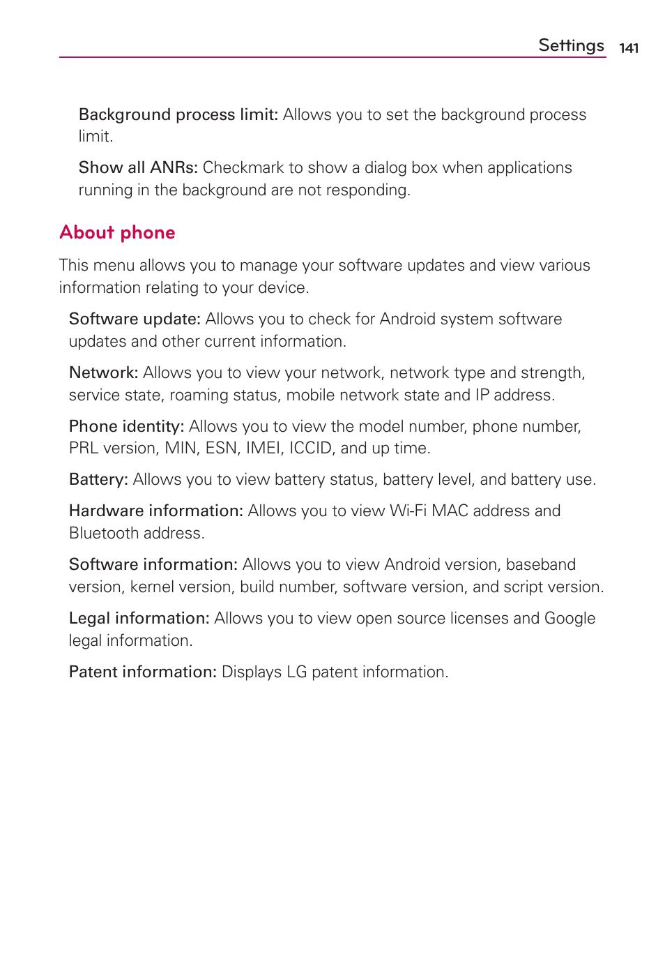 About phone | LG AS870 User Manual | Page 141 / 172