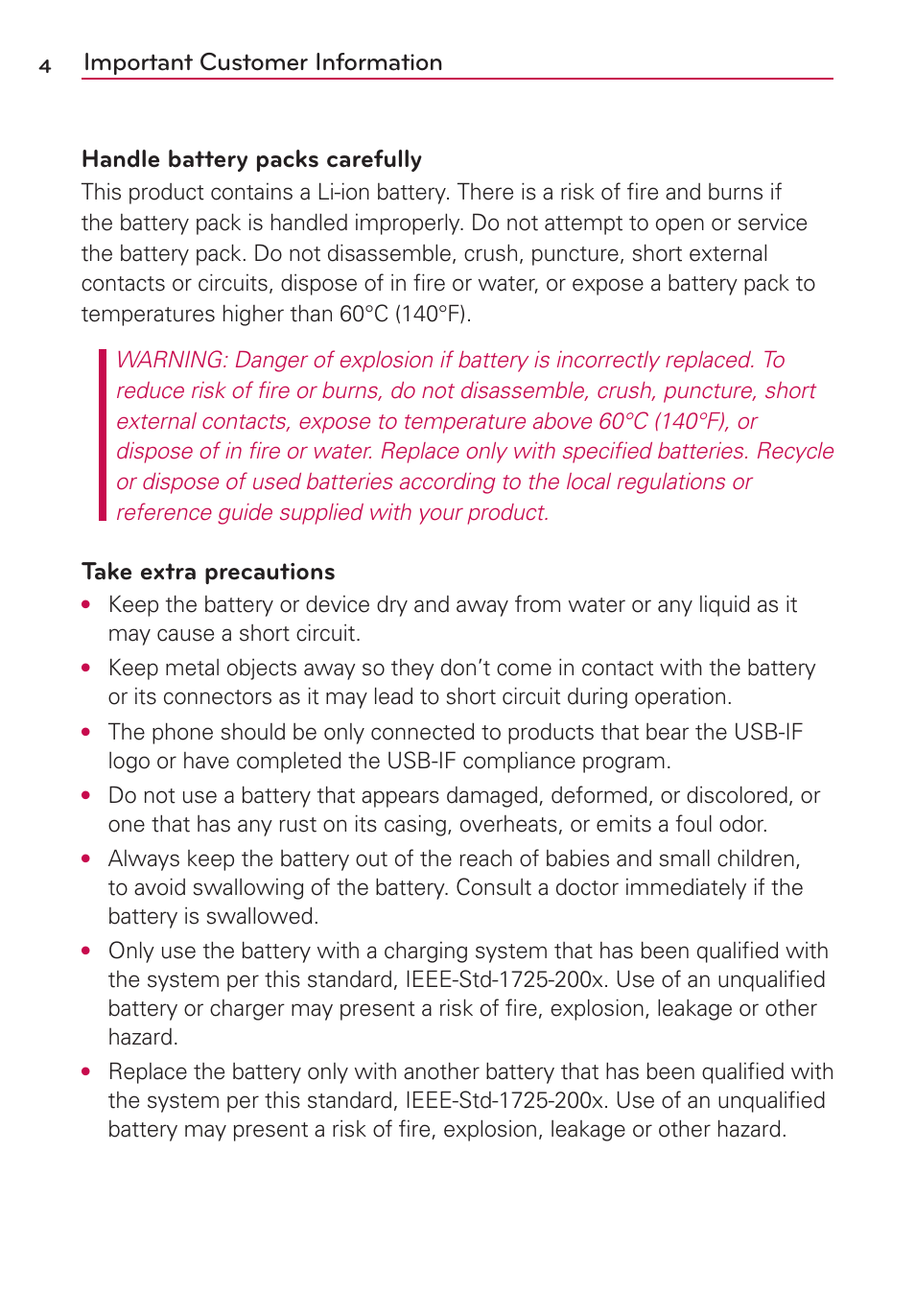 Take extra precautions | LG AS870 User Manual | Page 4 / 172