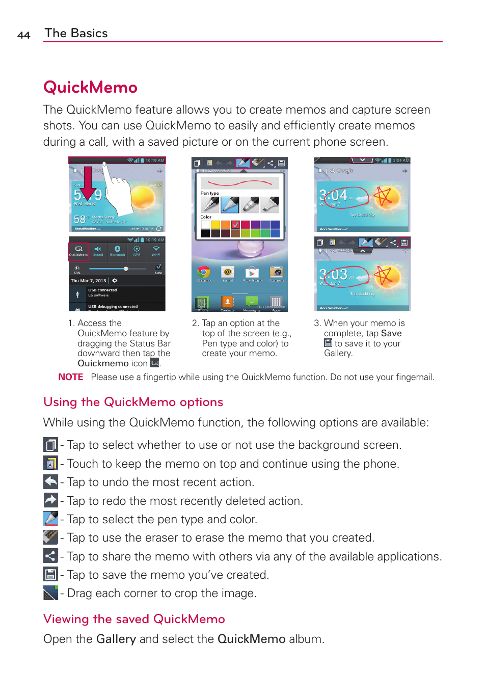 The basics | LG AS870 User Manual | Page 44 / 172