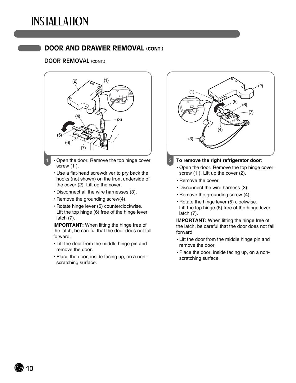 10 door and drawer removal | LG LMC25780SB User Manual | Page 10 / 40