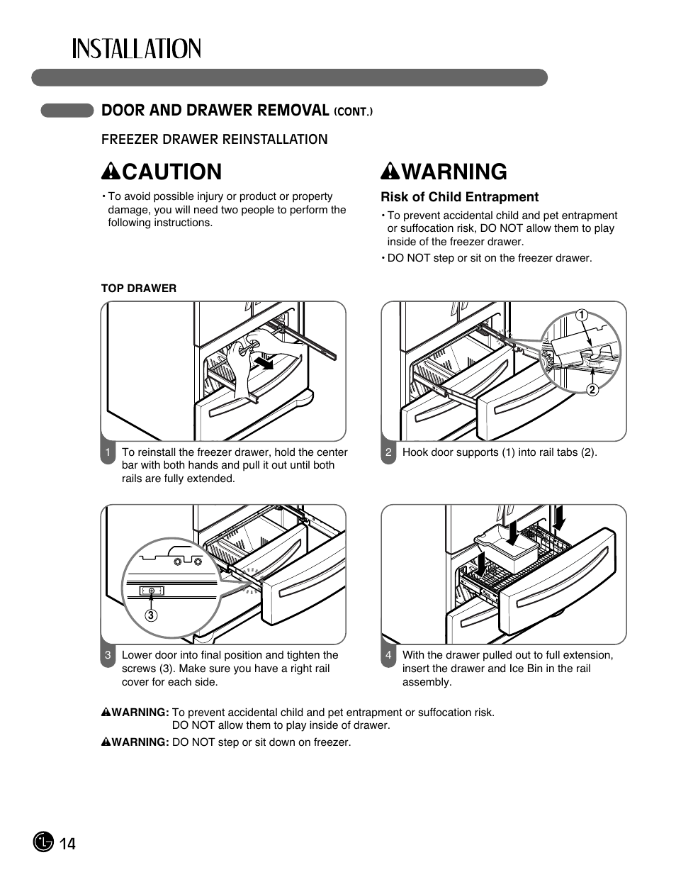 Wcaution, Wwarning | LG LMC25780SB User Manual | Page 14 / 40