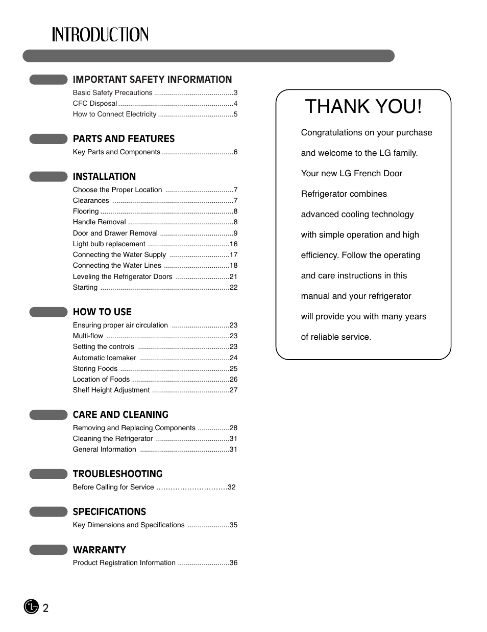 LG LMC25780SB User Manual | Page 2 / 40