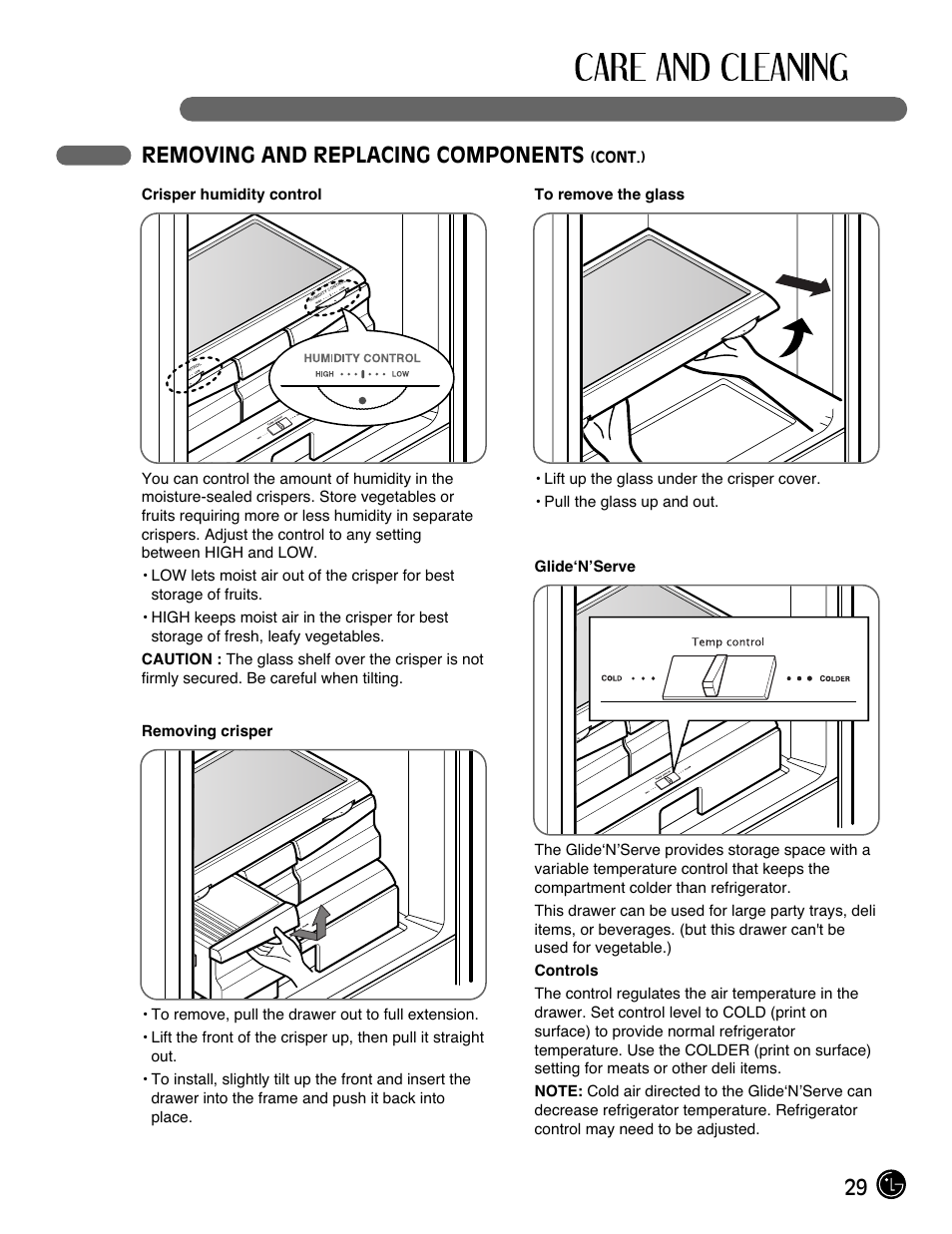 29 removing and replacing components | LG LMC25780SB User Manual | Page 29 / 40