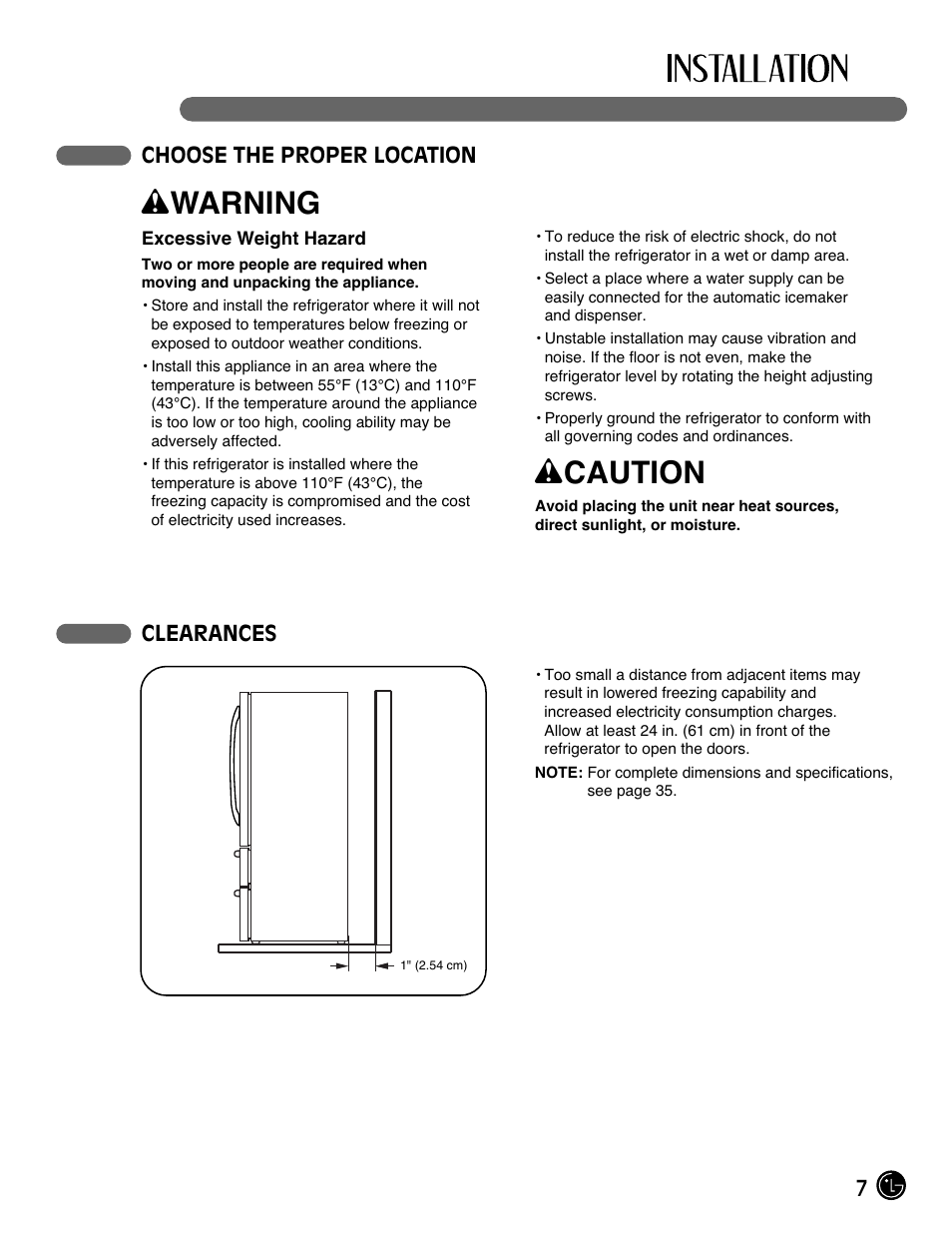 Wwarning, Wcaution | LG LMC25780SB User Manual | Page 7 / 40