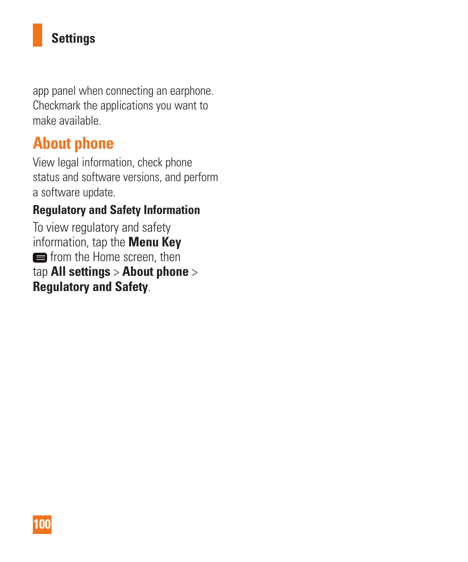 About phone | LG LGD950 User Manual | Page 100 / 136