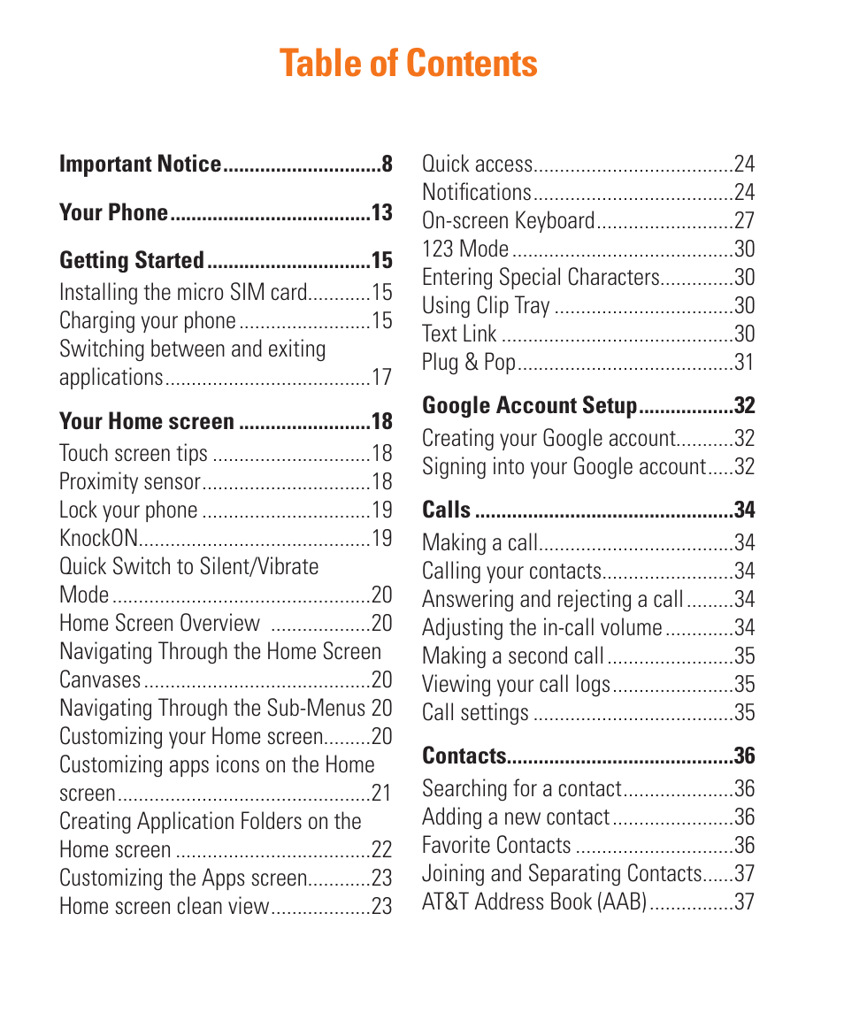 LG LGD950 User Manual | Page 4 / 136