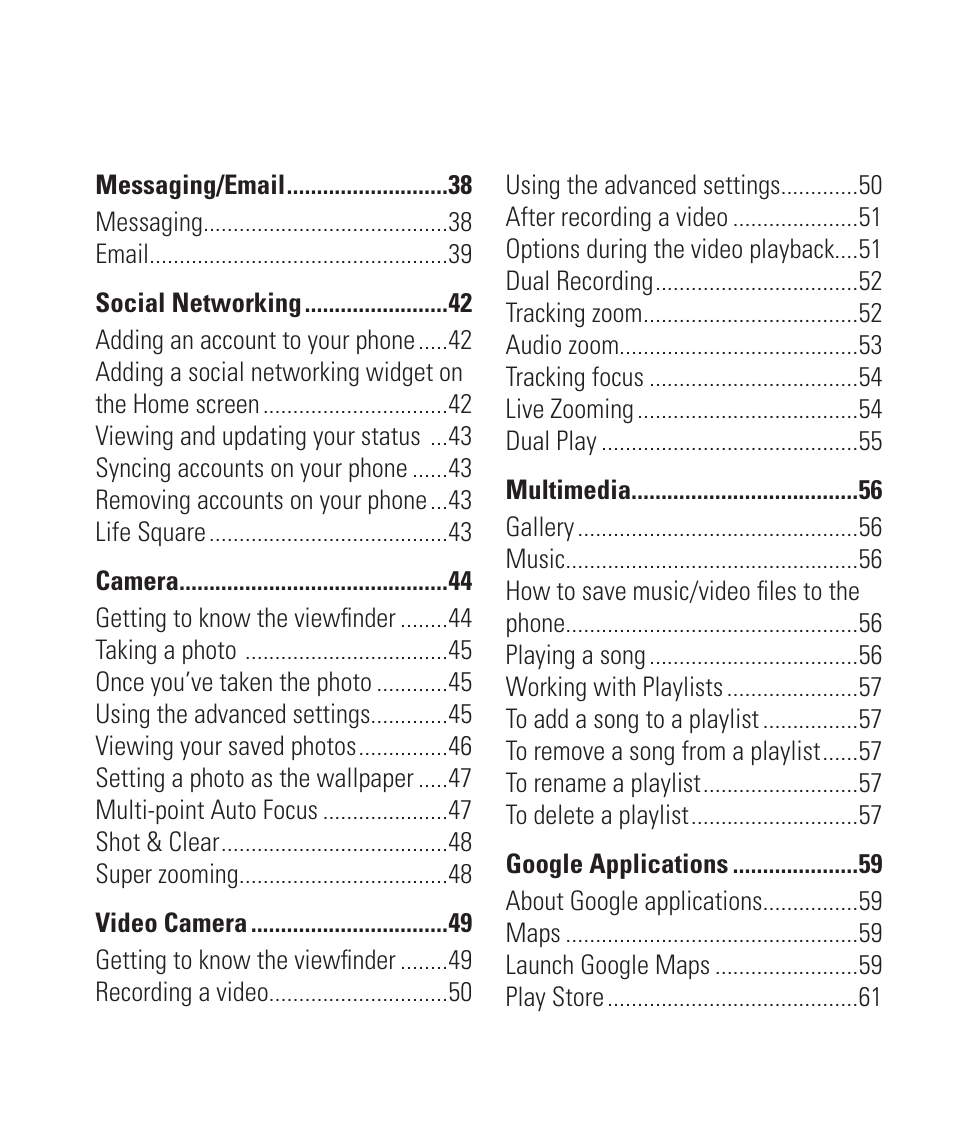 LG LGD950 User Manual | Page 5 / 136