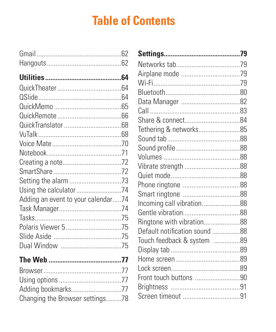 LG LGD950 User Manual | Page 6 / 136