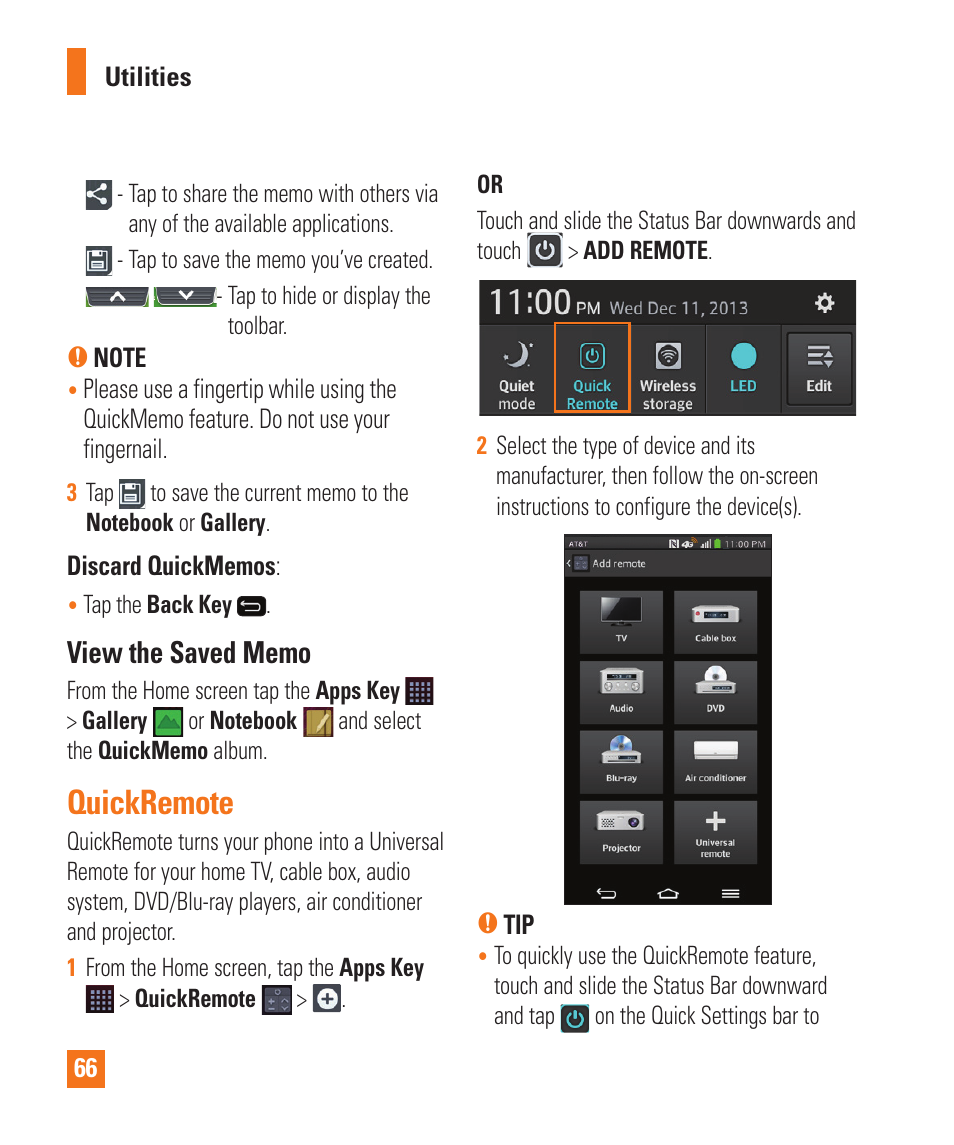 Quickremote | LG LGD950 User Manual | Page 66 / 136