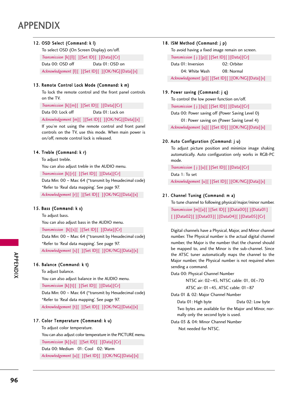 Appendix | LG 42PG20 User Manual | Page 98 / 100
