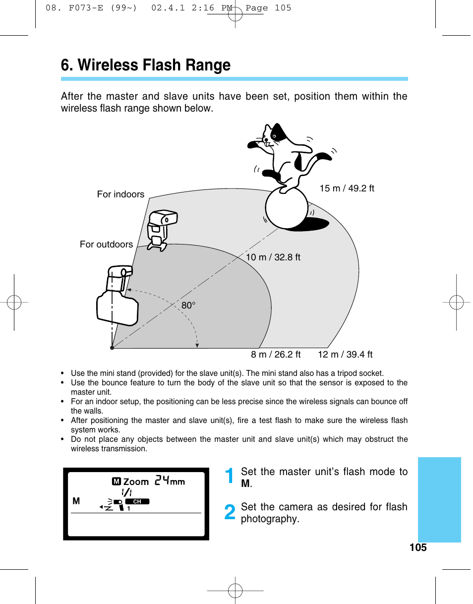 Wireless flash range | Canon 550 EX User Manual | Page 105 / 128