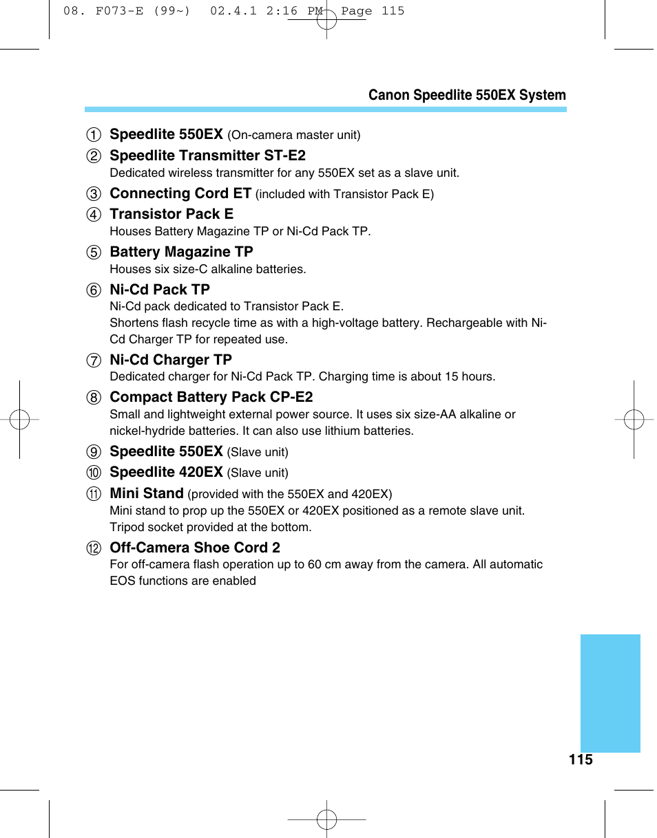 Canon 550 EX User Manual | Page 115 / 128