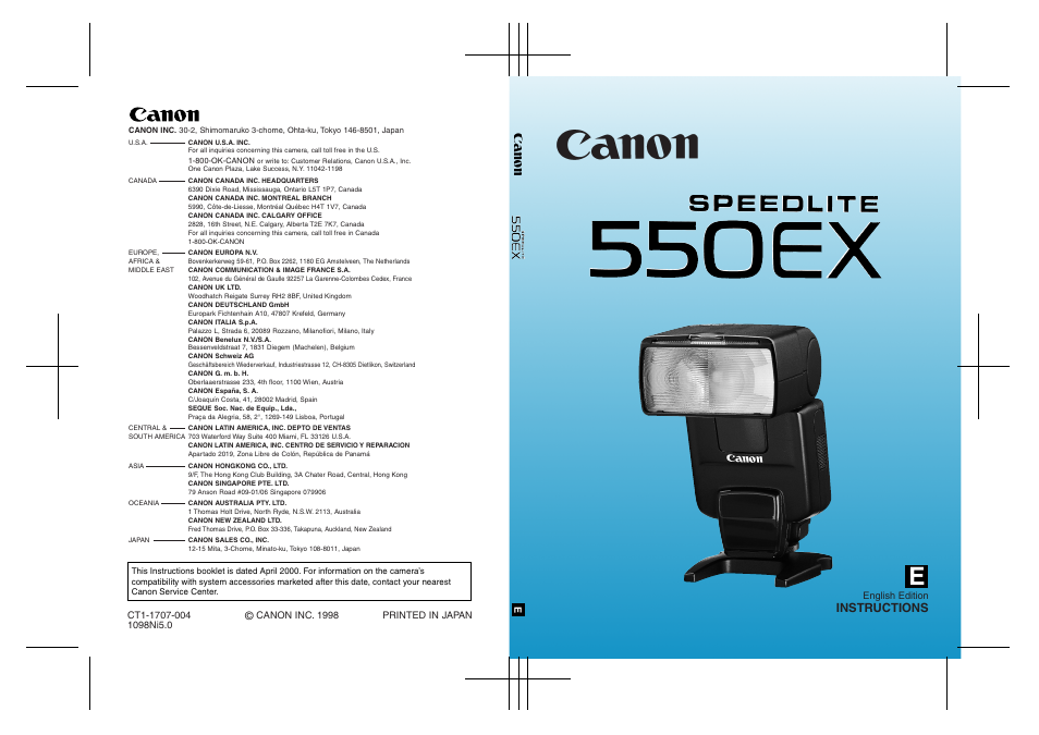 Instructions | Canon 550 EX User Manual | Page 128 / 128