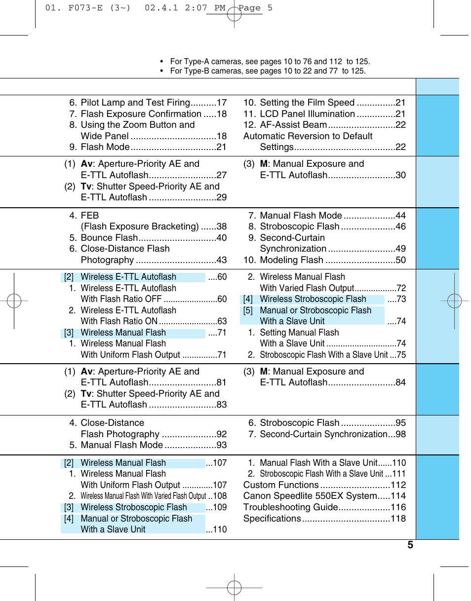 Canon 550 EX User Manual | Page 5 / 128