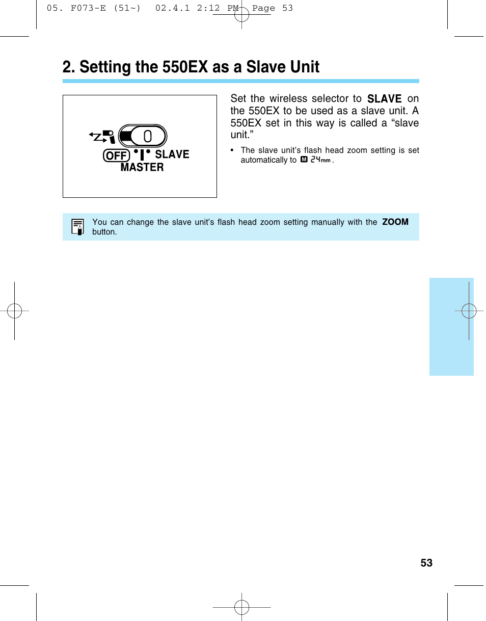 Setting the 550ex as a slave unit | Canon 550 EX User Manual | Page 53 / 128