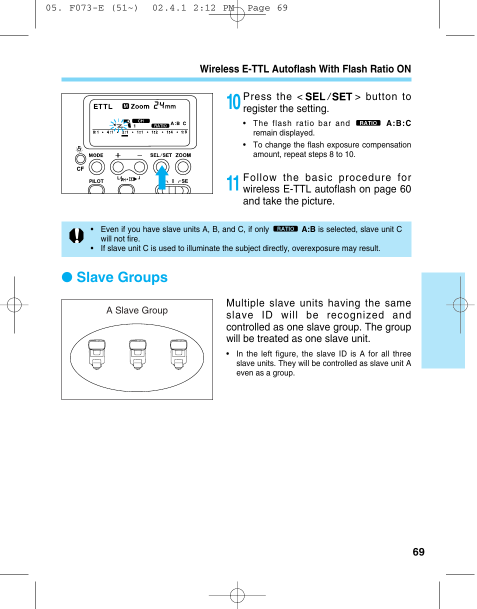 Slave groups | Canon 550 EX User Manual | Page 69 / 128