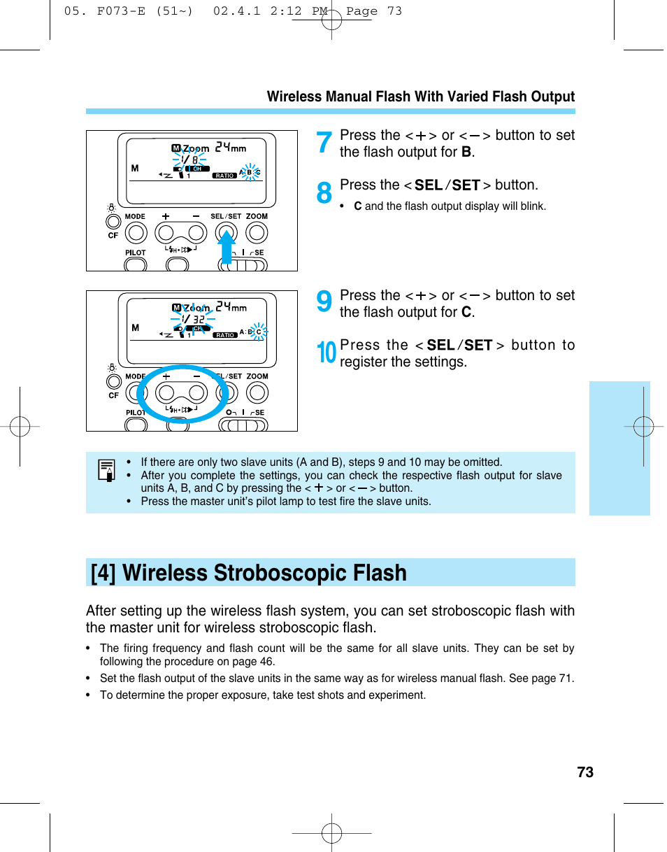 4] wireless stroboscopic flash | Canon 550 EX User Manual | Page 73 / 128