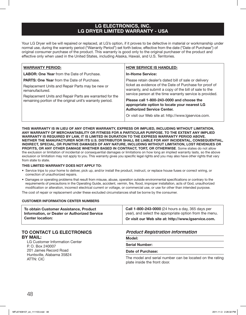 LG LSDE388VS User Manual | Page 48 / 100