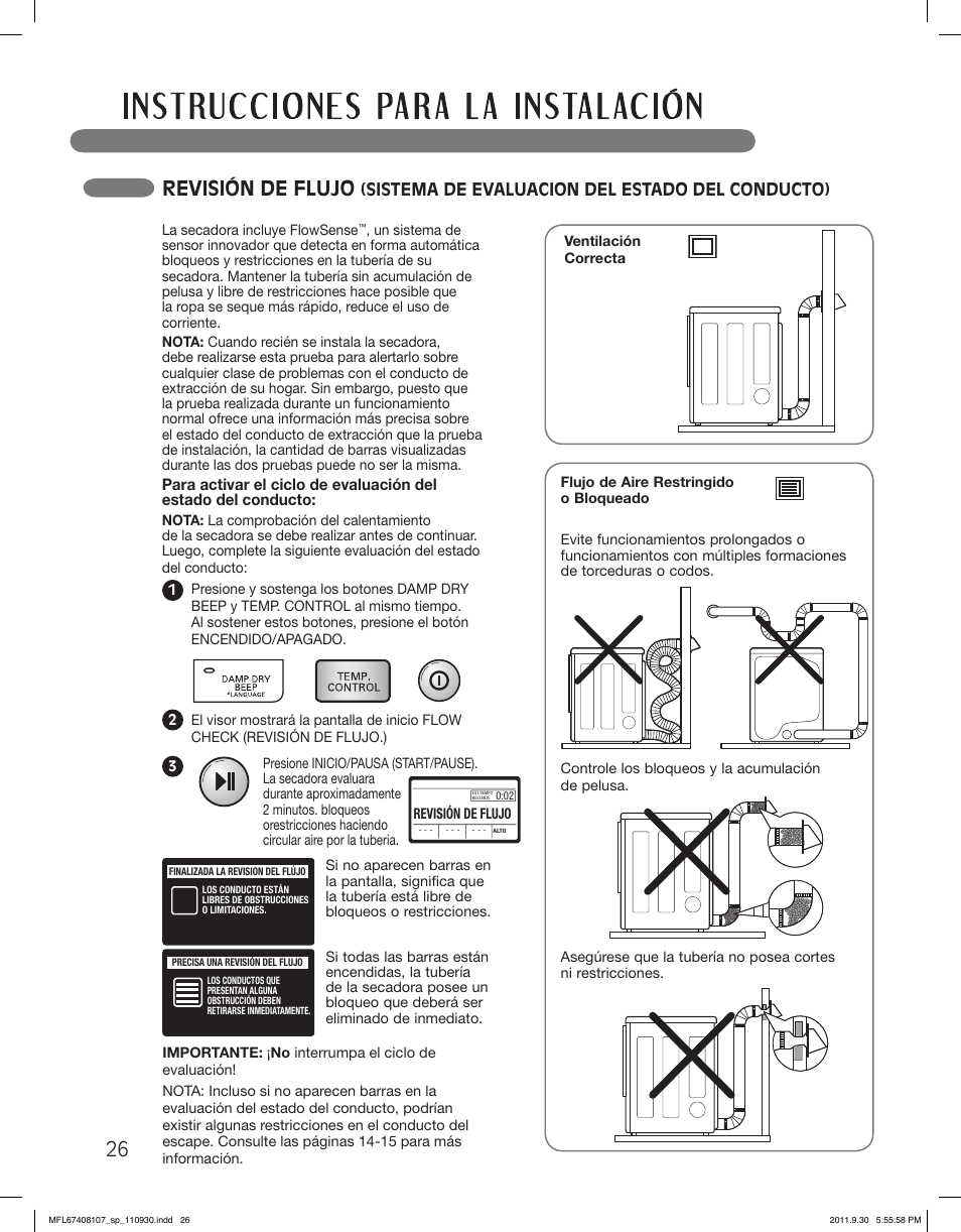 Revisión de flujo, Sistema de evaluacion del estado del conducto) | LG LSDE388VS User Manual | Page 74 / 100