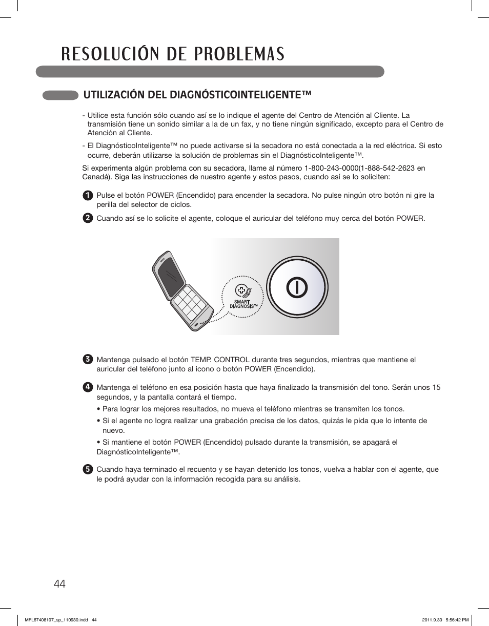 Utilización del diagnósticointeligente | LG LSDE388VS User Manual | Page 92 / 100