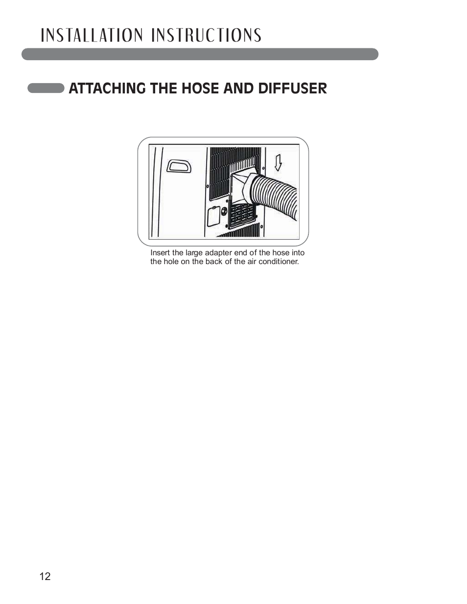 Attaching the hose and diffuser | LG LP1010SNR User Manual | Page 12 / 48