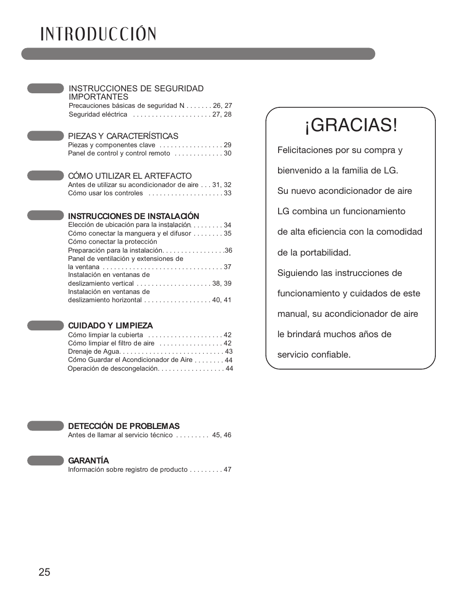 Gracias | LG LP1010SNR User Manual | Page 25 / 48