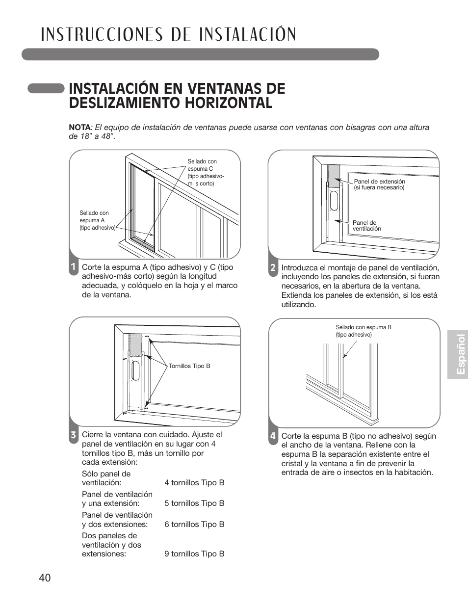 Esp añ o l | LG LP1010SNR User Manual | Page 40 / 48