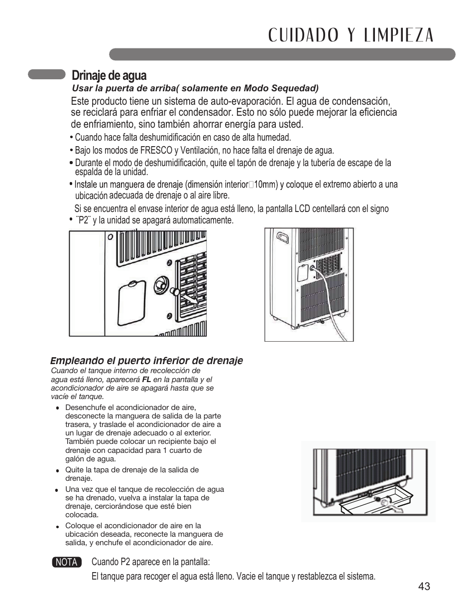 Drinaje de agua | LG LP1010SNR User Manual | Page 43 / 48