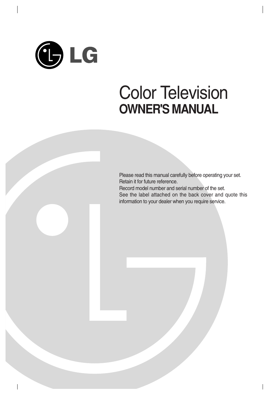 LG 29FX4BL-LG User Manual | 28 pages