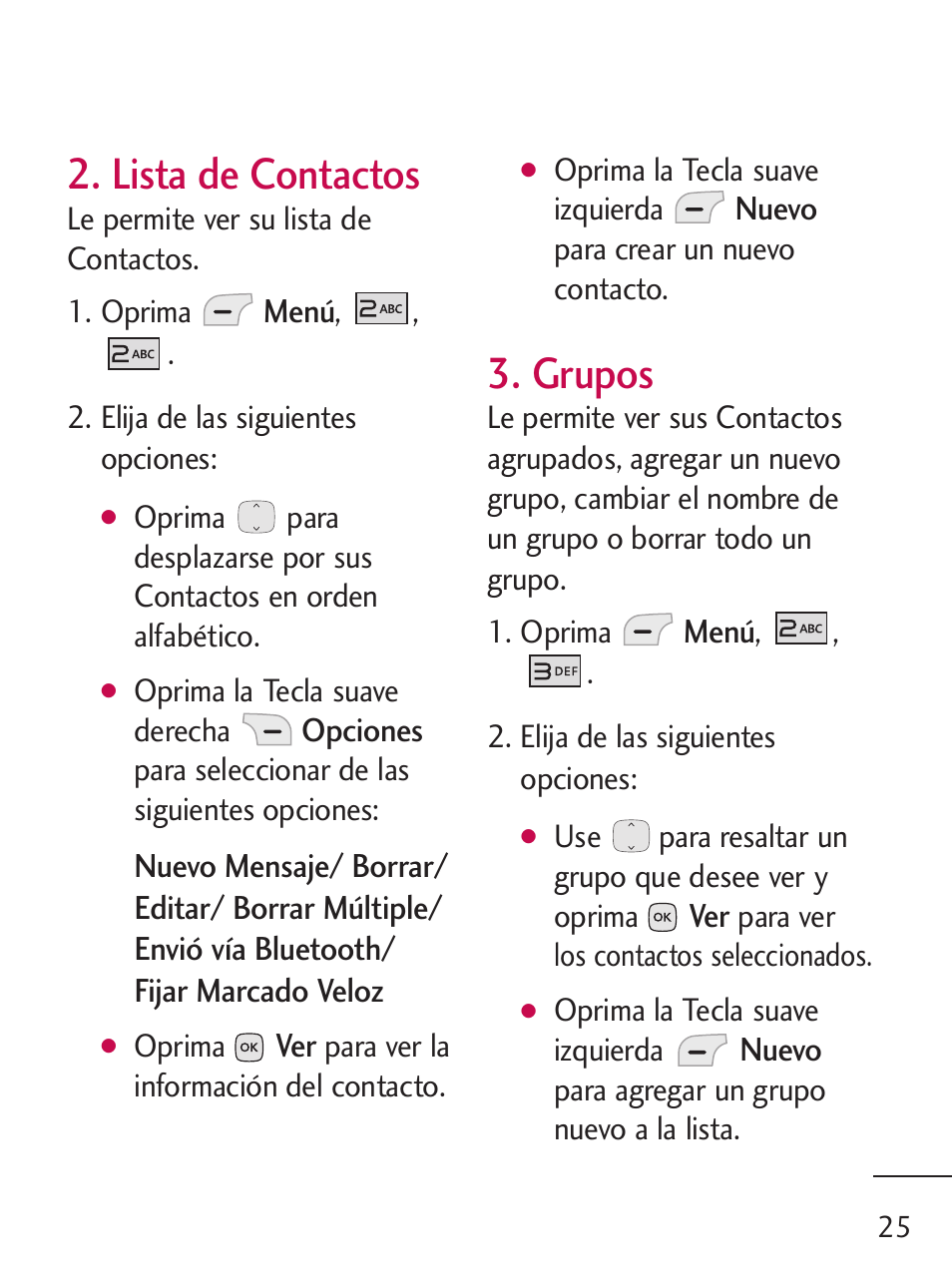 Lista de contactos, Grupos | LG LG235C User Manual | Page 127 / 217