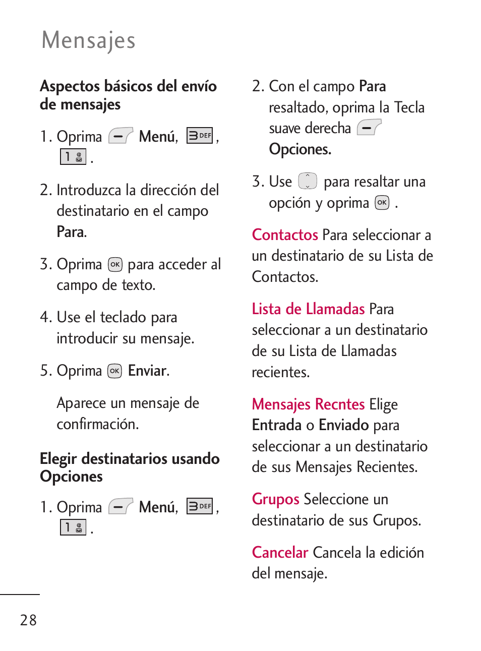 Mensajes | LG LG235C User Manual | Page 130 / 217