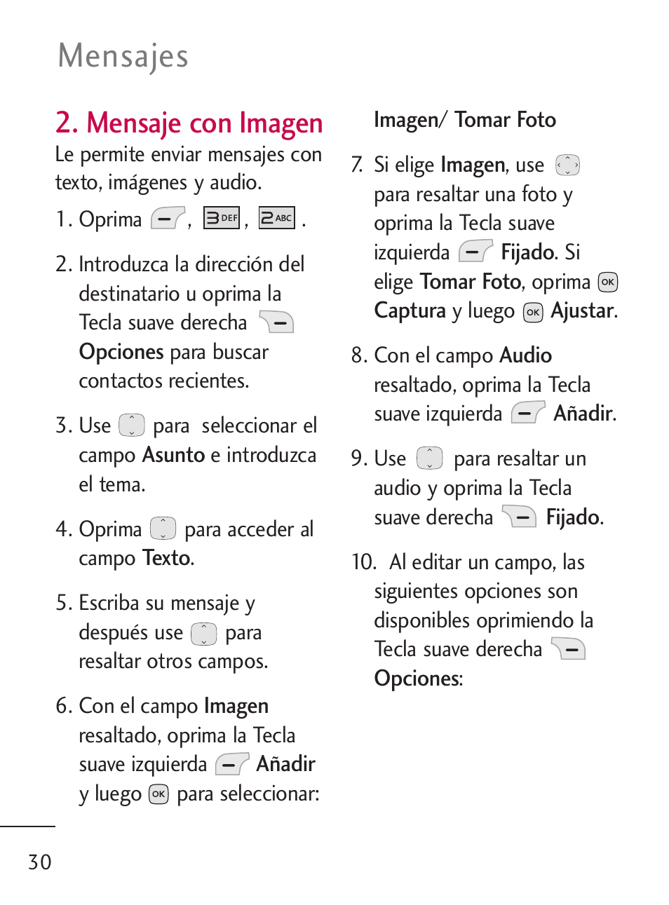 Mensajes, Mensaje con imagen | LG LG235C User Manual | Page 132 / 217