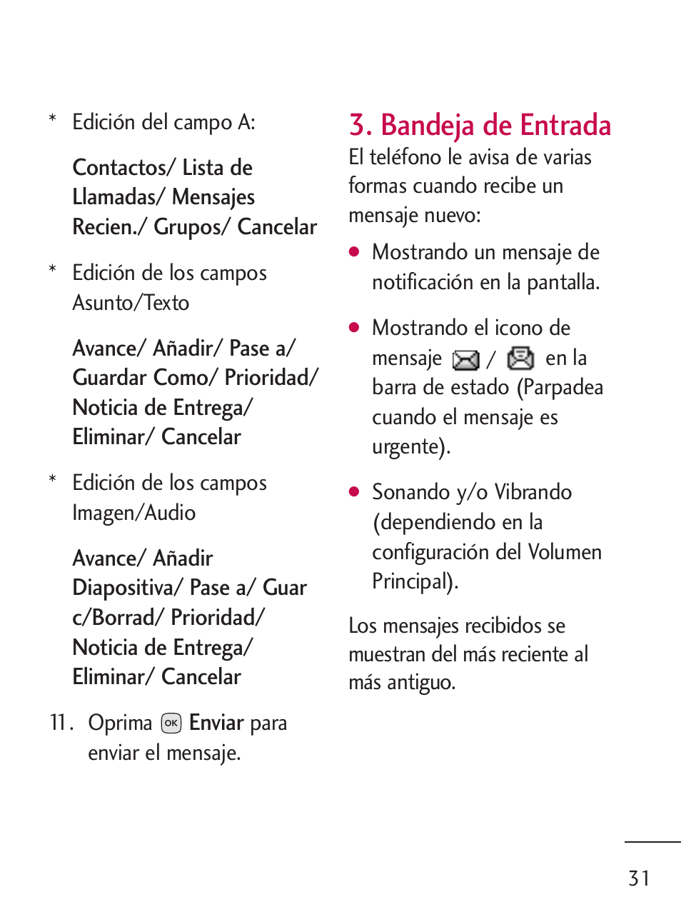 Bandeja de entrada | LG LG235C User Manual | Page 133 / 217