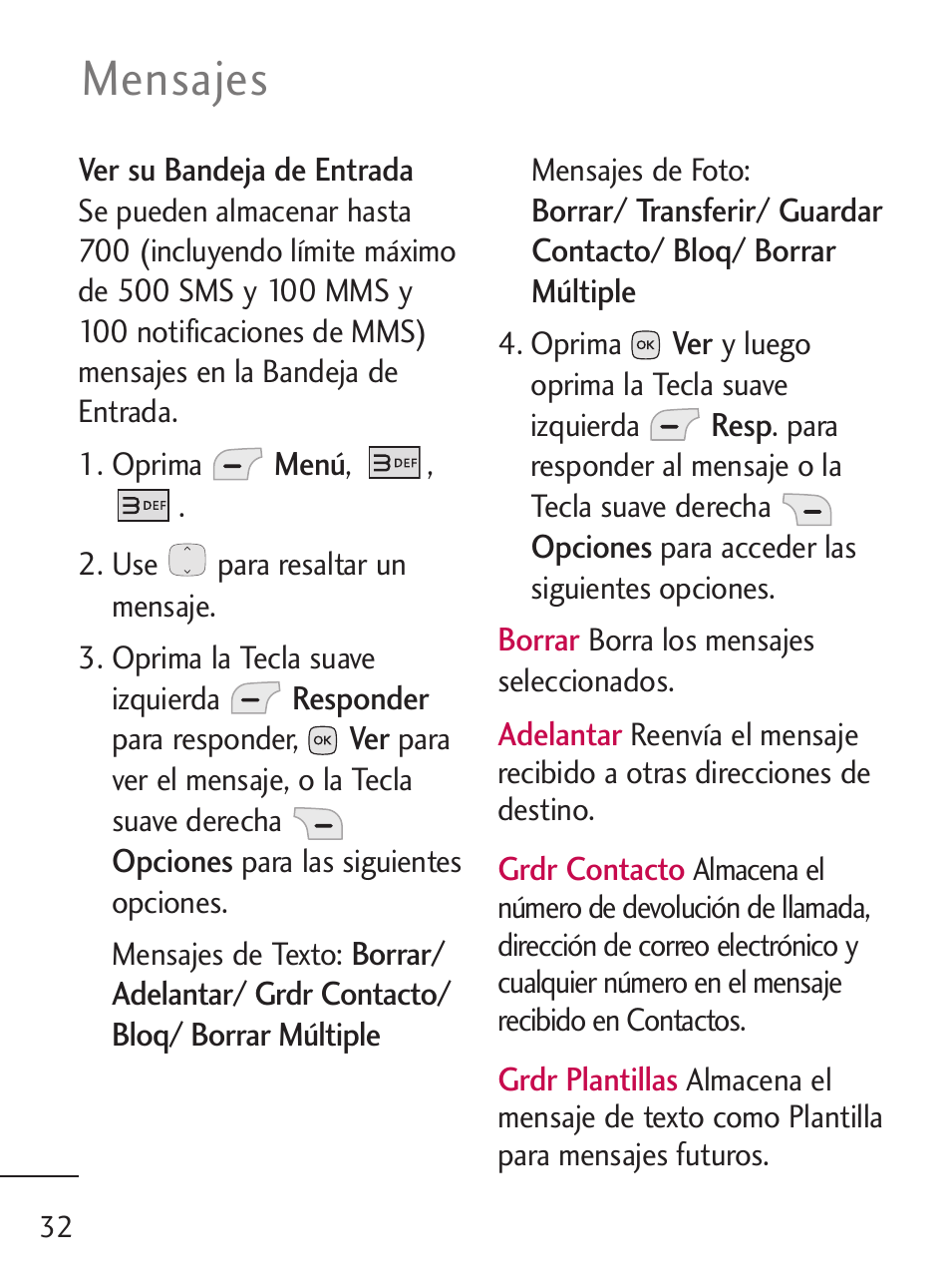 Mensajes | LG LG235C User Manual | Page 134 / 217