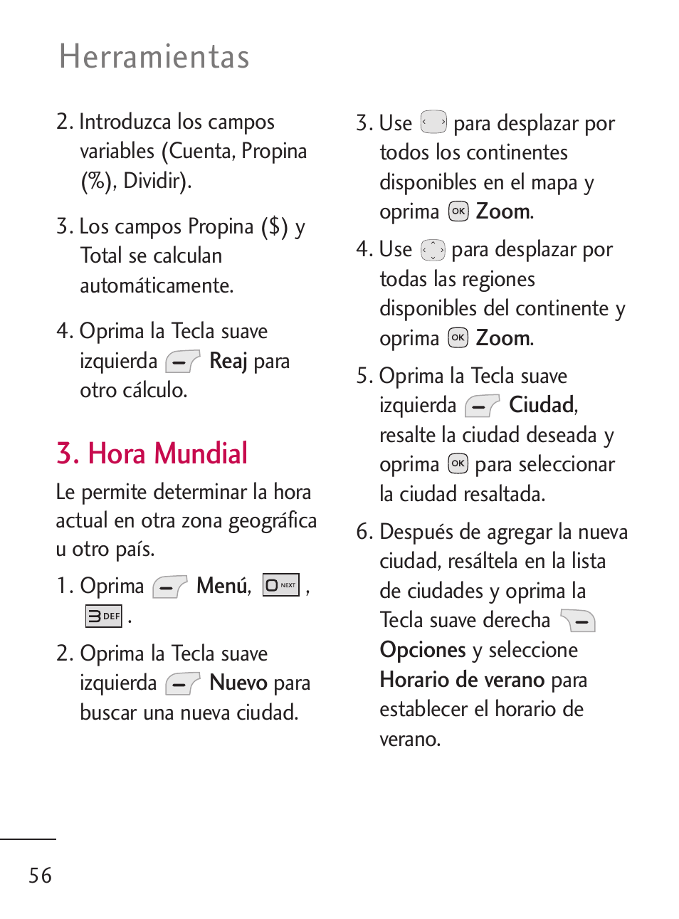 Herramientas, Hora mundial | LG LG235C User Manual | Page 158 / 217