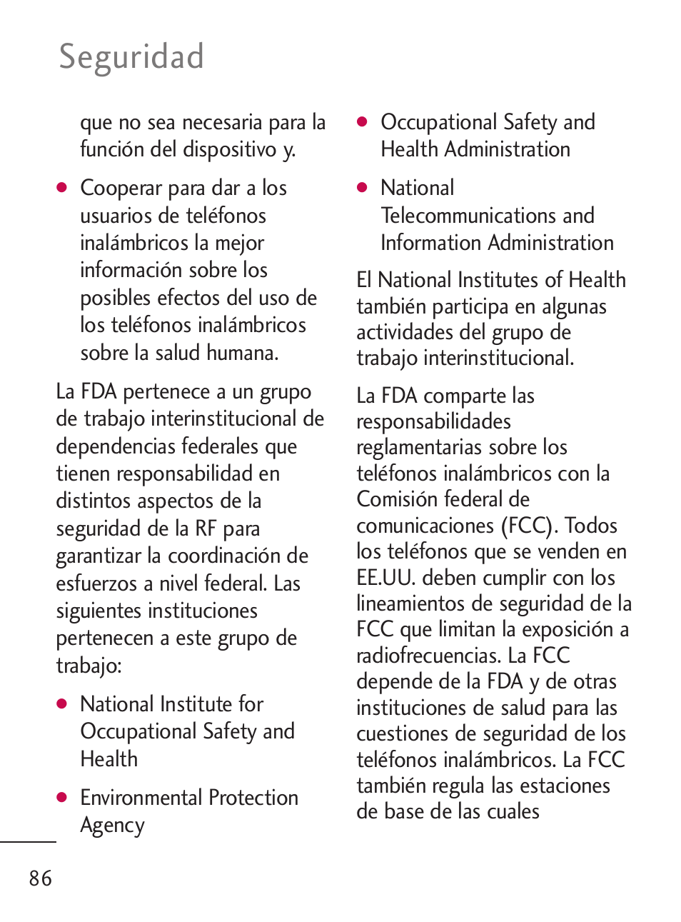 Seguridad | LG LG235C User Manual | Page 188 / 217