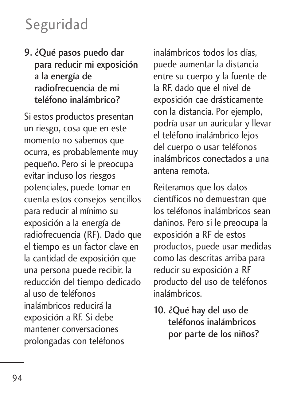 Seguridad | LG LG235C User Manual | Page 196 / 217