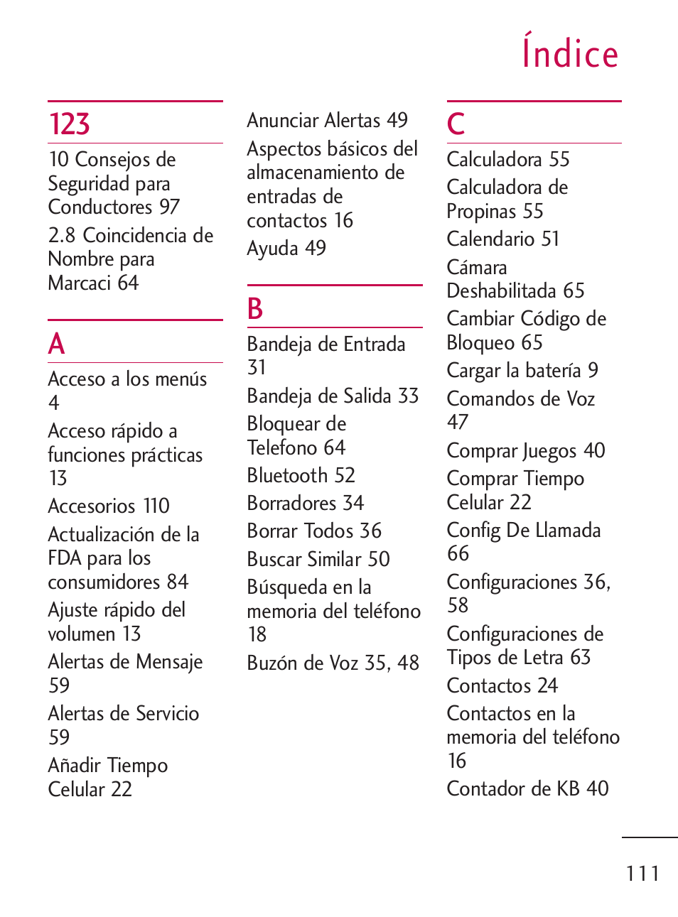 Índice | LG LG235C User Manual | Page 213 / 217