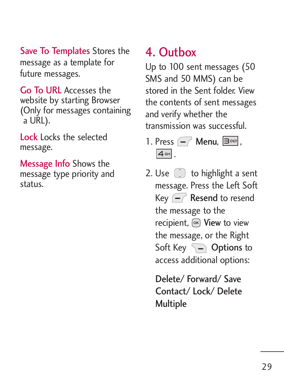 Outbox | LG LG235C User Manual | Page 31 / 217