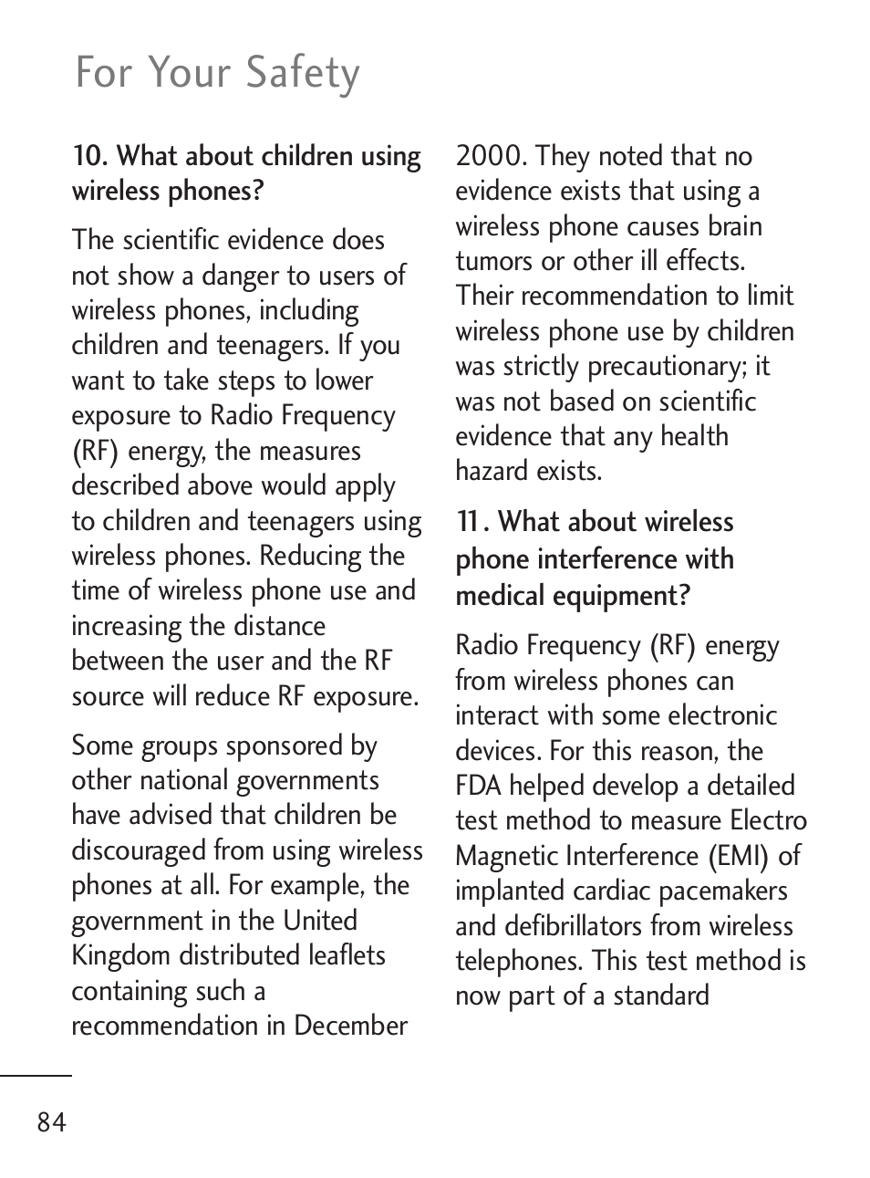 For your safety | LG LG235C User Manual | Page 86 / 217