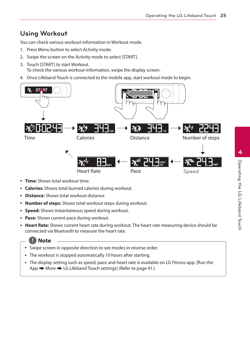 Using workout | LG FB84-BM User Manual | Page 25 / 50