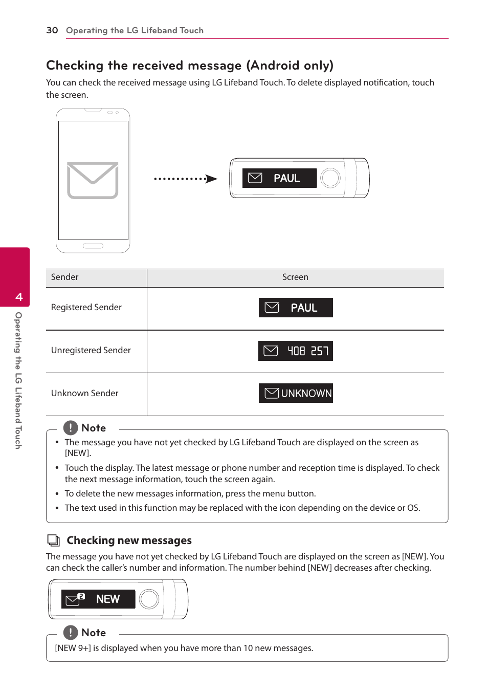 Checking the received message (android only) | LG FB84-BM User Manual | Page 30 / 50